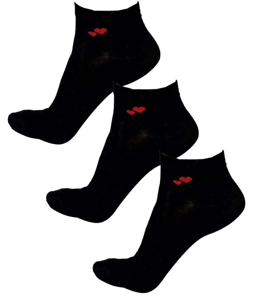     			Bodycare Black Cotton Blend Women's Ankle Length Socks ( Pack of 3 )