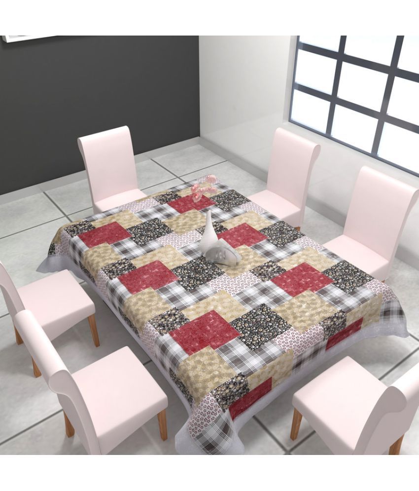     			CASA FURNISHING Printed Vinyl 6 Seater Rectangle Table Cover ( 228 x 152 ) cm Pack of 1 Multicolor