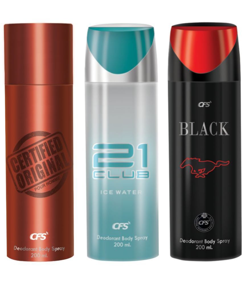     			CFS  Ice Water, Certified Brown & Black Deodorant Spray for Unisex 600 ml ( Pack of 3 )