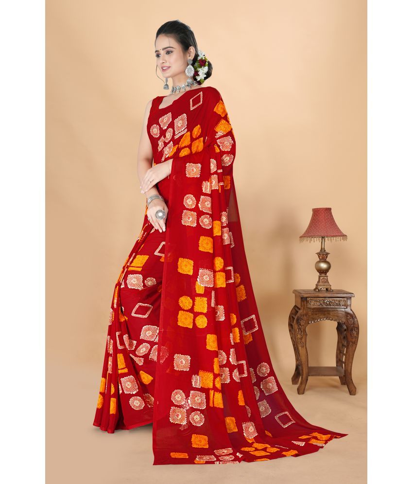     			Chashni Georgette Printed Saree With Blouse Piece - Multicolor1 ( Pack of 1 )