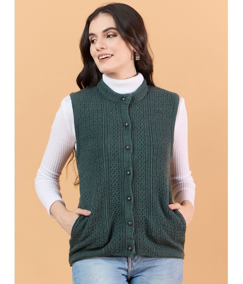     			Clapton Woollen Round Neck Women's Cardigans Dress - Green ( )