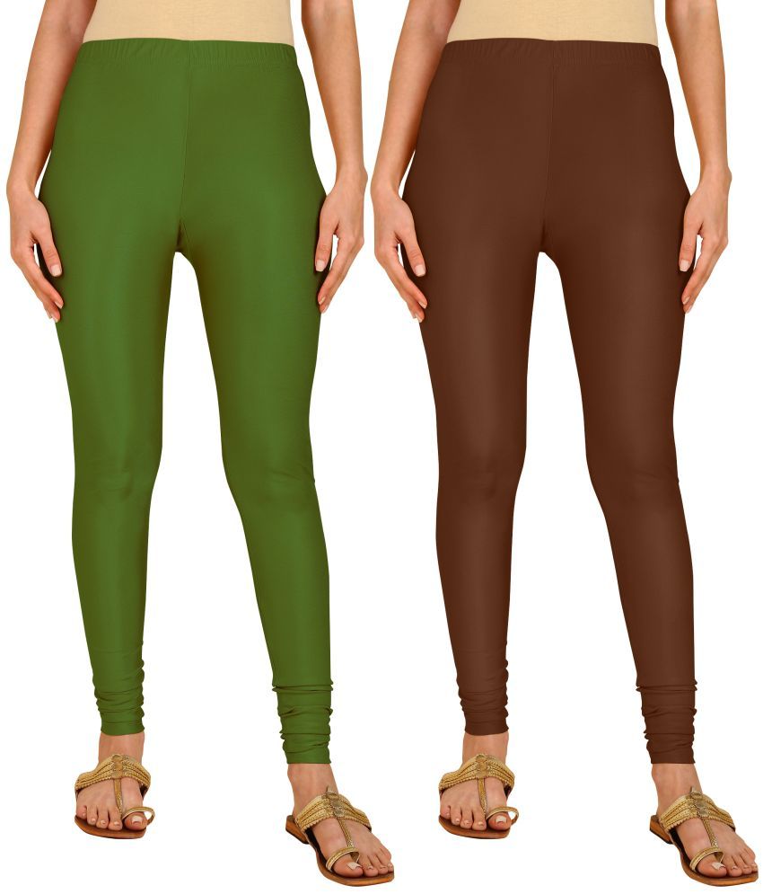     			Colorscube - Brown,Olive Lycra Women's Churidar ( Pack of 2 )