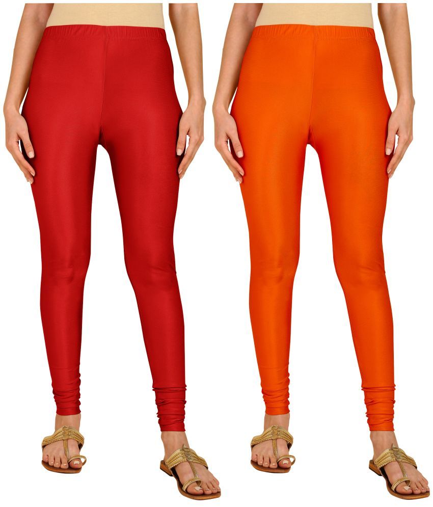     			Colorscube - Orange,Red Lycra Women's Churidar ( Pack of 2 )