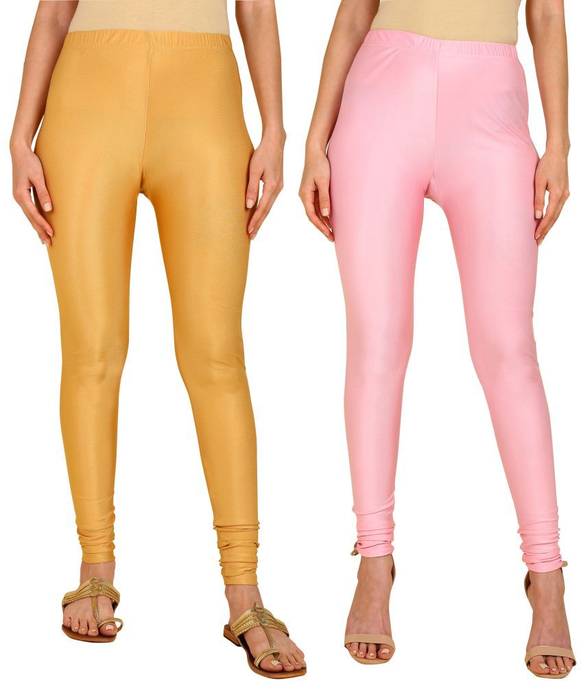     			Colorscube - Pink,Gold Lycra Women's Churidar ( Pack of 2 )