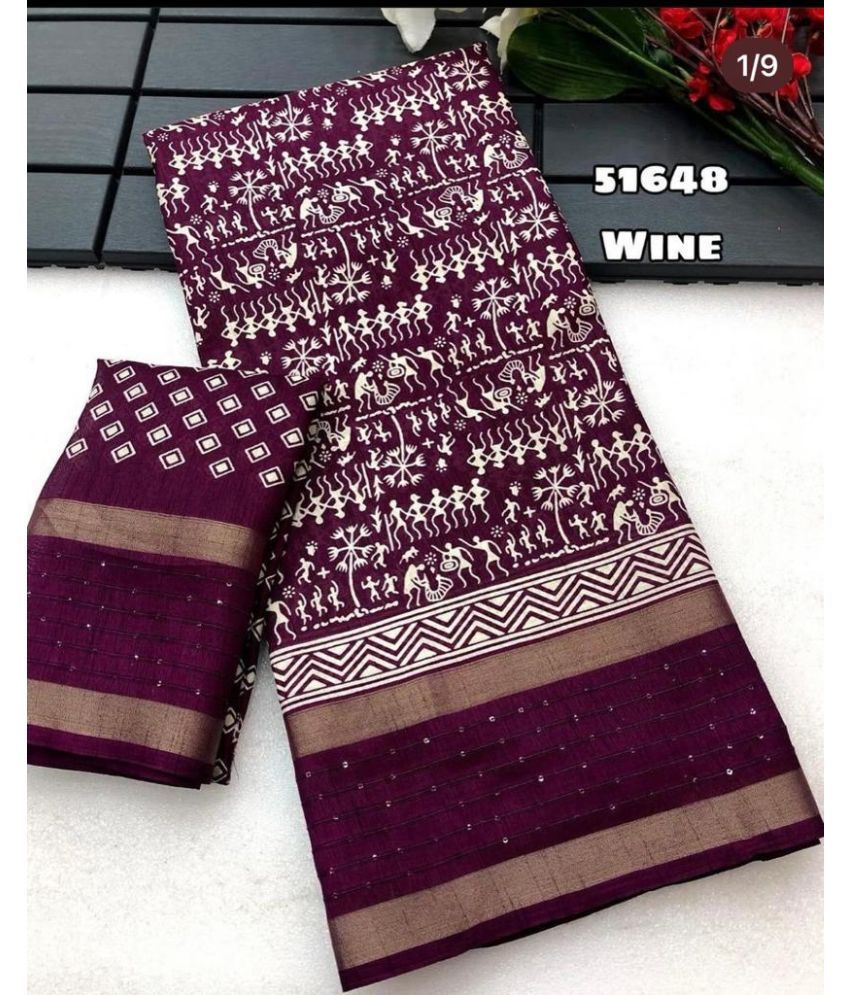     			NIKKARYA Silk Blend Woven Saree With Blouse Piece - Mauve ( Pack of 1 )