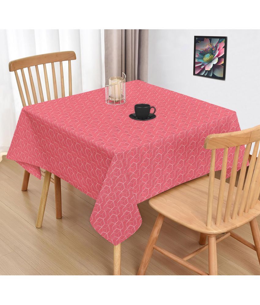     			Oasis Hometex Printed Cotton 2 Seater Square Table Cover ( 102 x 102 ) cm Pack of 1 Red