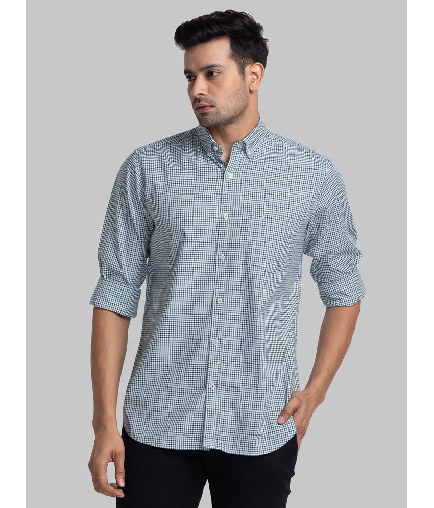     			Raymond 100% Cotton Regular Fit Checks Full Sleeves Men's Casual Shirt - Green ( Pack of 1 )