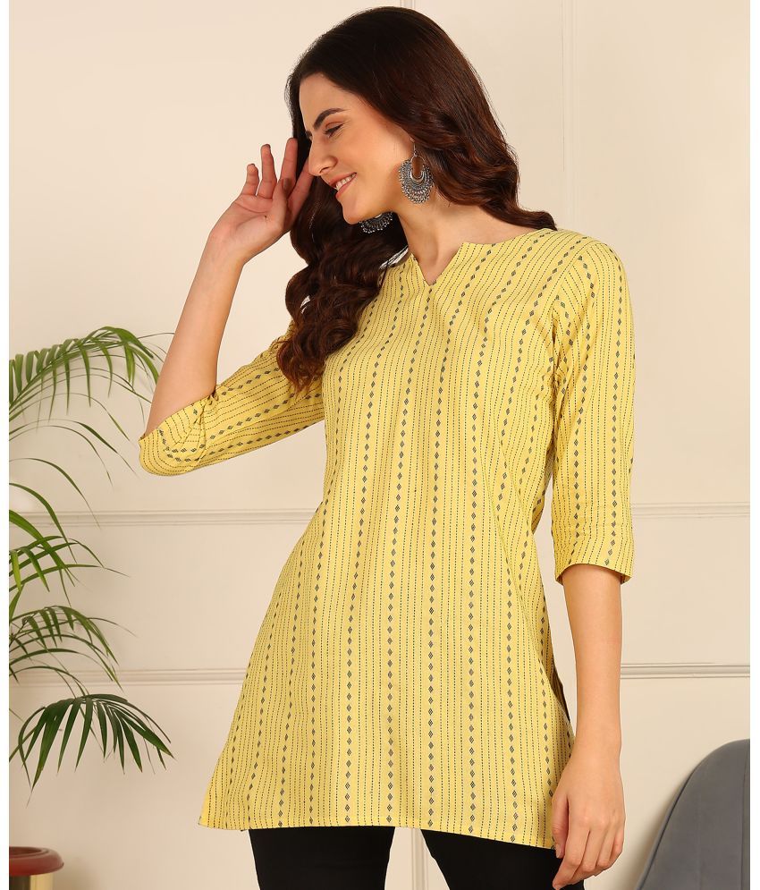     			DSK STUDIO Cotton Striped Straight Women's Kurti - Yellow ( Pack of 1 )