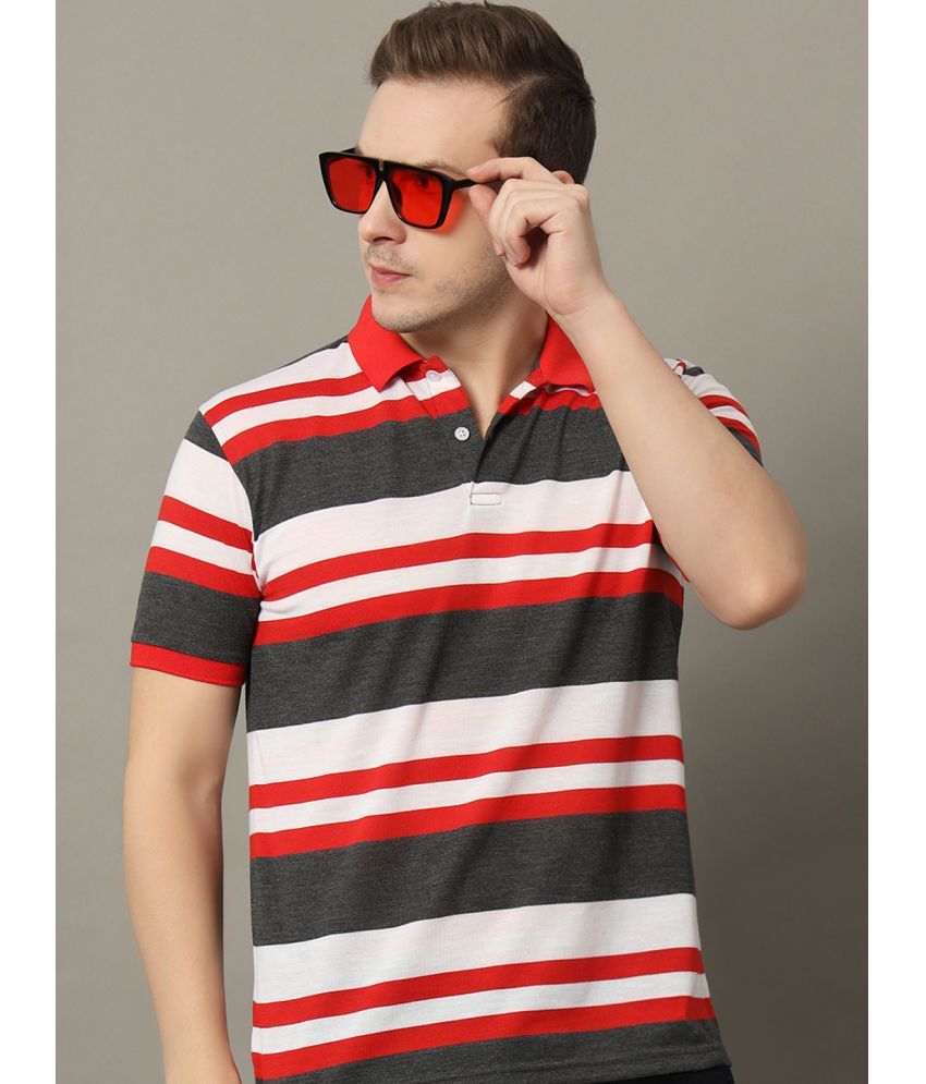     			GET GOLF Cotton Blend Regular Fit Striped Half Sleeves Men's Polo T Shirt - Red ( Pack of 1 )