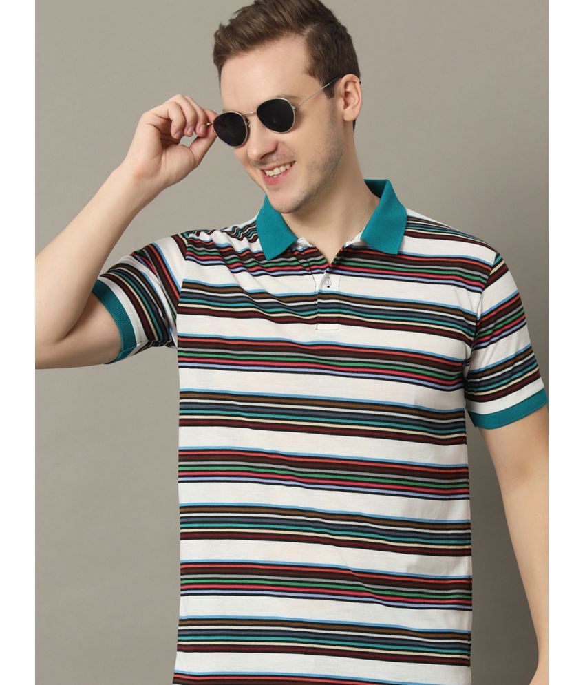     			GET GOLF Cotton Blend Regular Fit Striped Half Sleeves Men's Polo T Shirt - Green ( Pack of 1 )