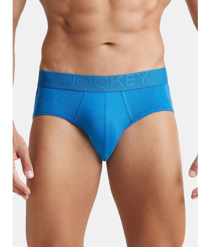     			Jockey LM05 Men Bamboo Cotton Elastane Stretch Breathable Mesh Brief - Move Blue Melange