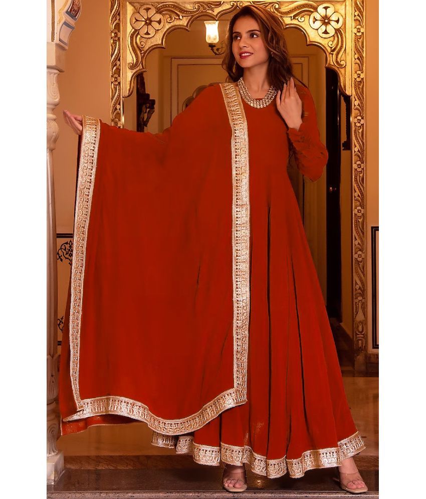     			kedar fab Maroon Anarkali Georgette Women's Stitched Ethnic Gown ( Pack of 1 )