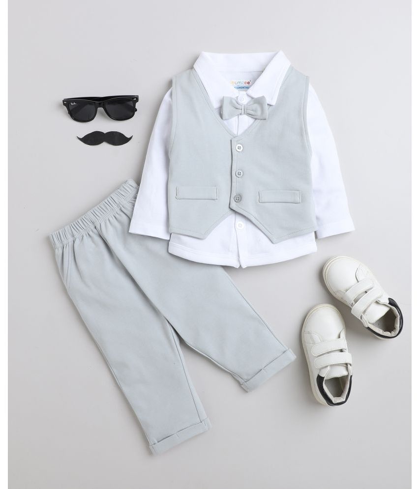     			BUMZEE Gray Cotton Baby Boy Shirt & Trouser ( Pack of 1 )