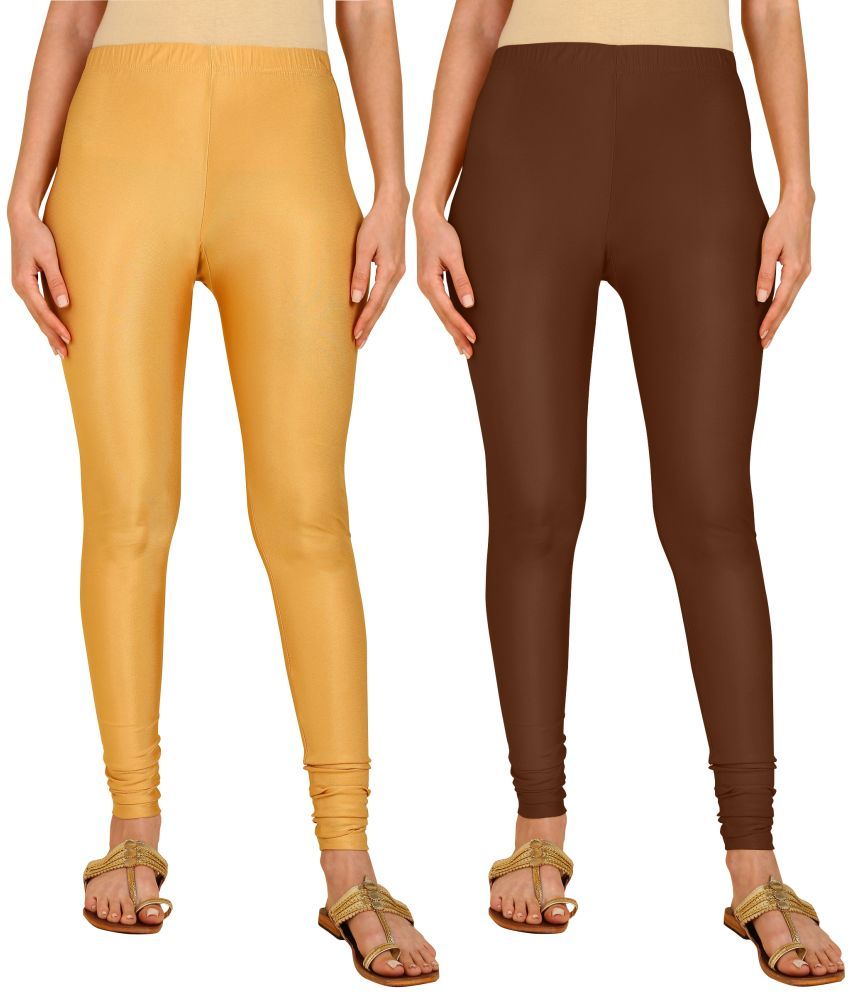     			Colorscube - Brown,Gold Lycra Women's Churidar ( Pack of 2 )