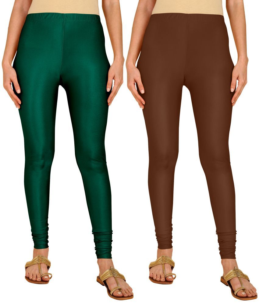     			Colorscube - Brown,Green Lycra Women's Churidar ( Pack of 2 )