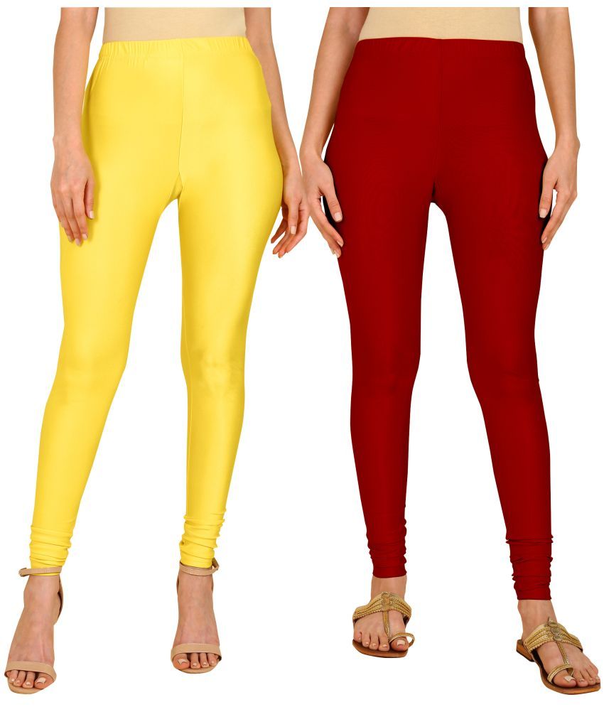     			Colorscube - Maroon,Yellow Lycra Women's Churidar ( Pack of 2 )