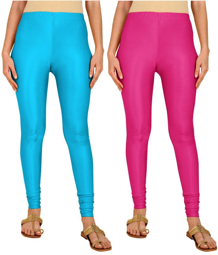     			Colorscube - Pink,Blue Lycra Women's Churidar ( Pack of 2 )