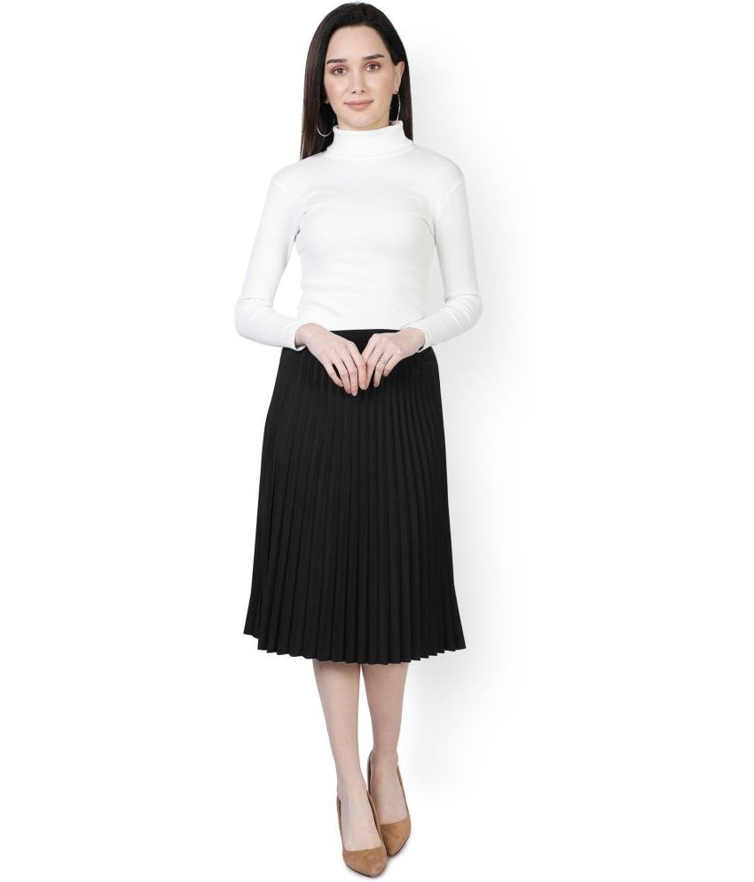     			Femvy Black Crepe Women's Flared Skirt ( Pack of 1 )