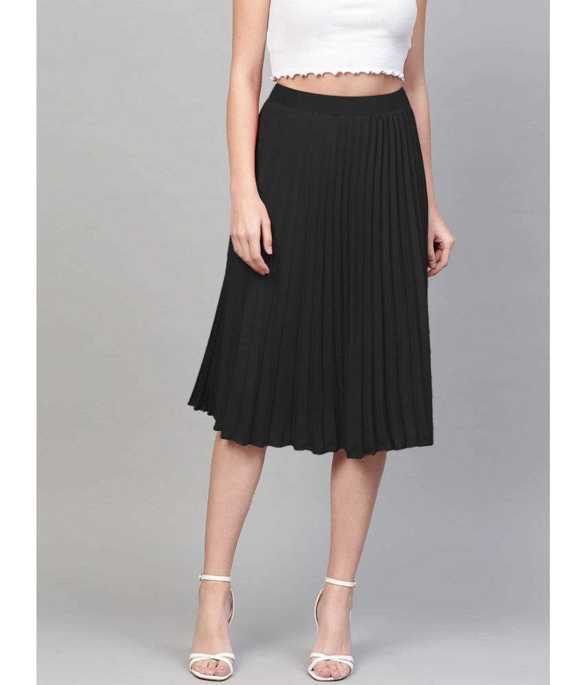     			Femvy Black Crepe Women's Flared Skirt ( Pack of 1 )