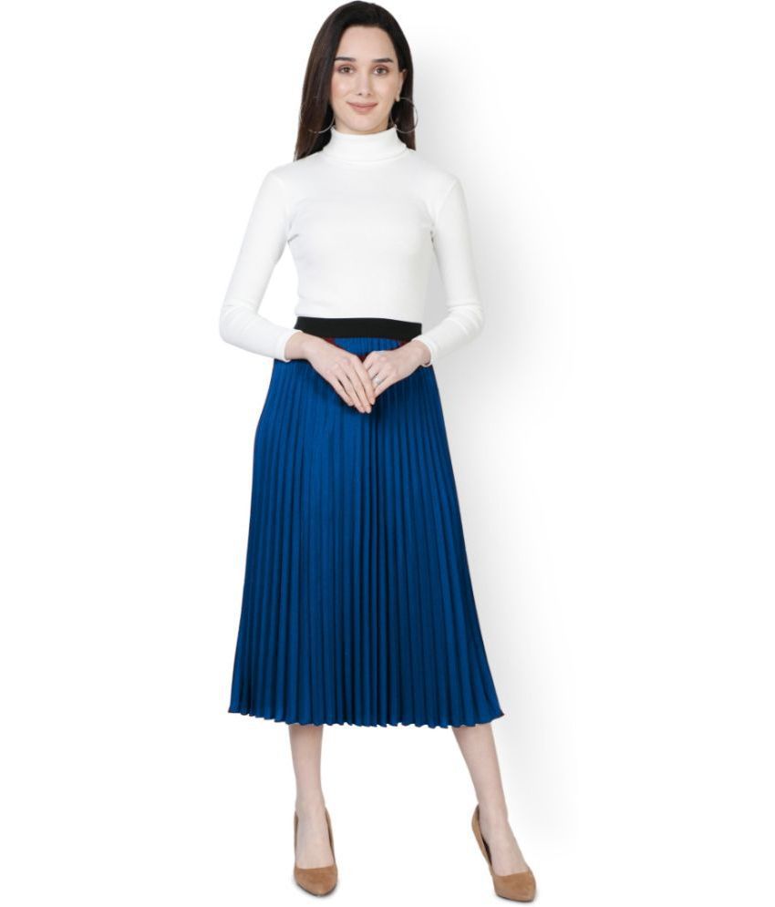     			Femvy Blue Crepe Women's Flared Skirt ( Pack of 1 )