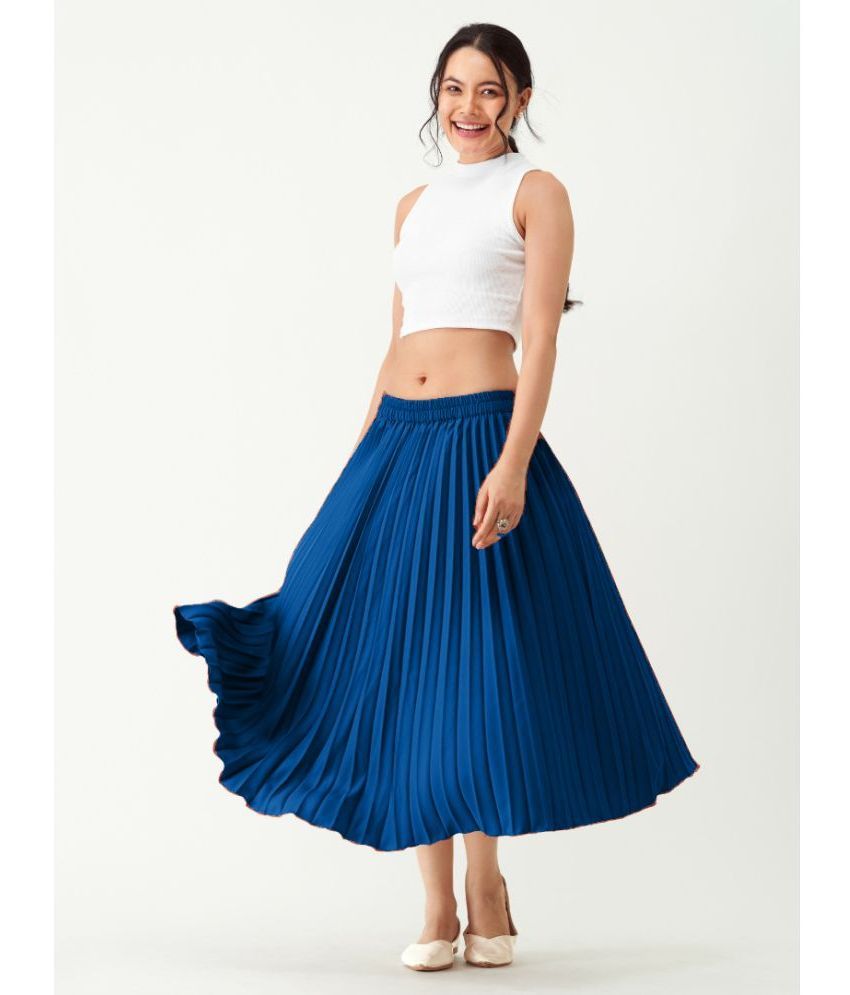     			Femvy Blue Crepe Women's Flared Skirt ( Pack of 1 )