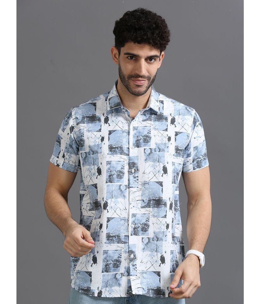     			KIBIT Polyester Oversized Fit Printed Half Sleeves Men's Casual Shirt - Blue ( Pack of 1 )