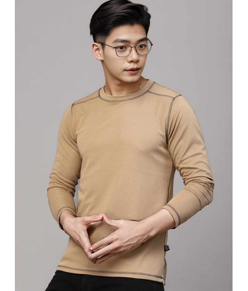     			Rigo Polyester Slim Fit Self Design Full Sleeves Men's T-Shirt - Beige ( Pack of 1 )