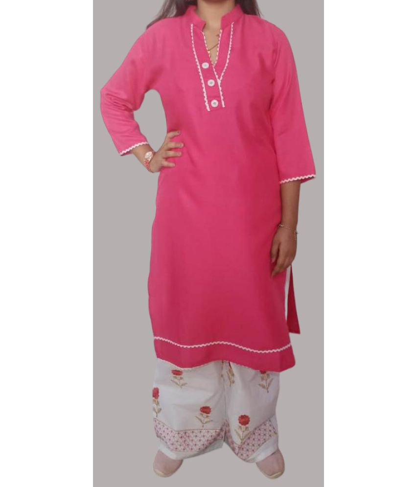     			Shubh paridhaan Cotton Blend A-line Printed Pink Ethnic Dress For Women - ( Pack of 1 )