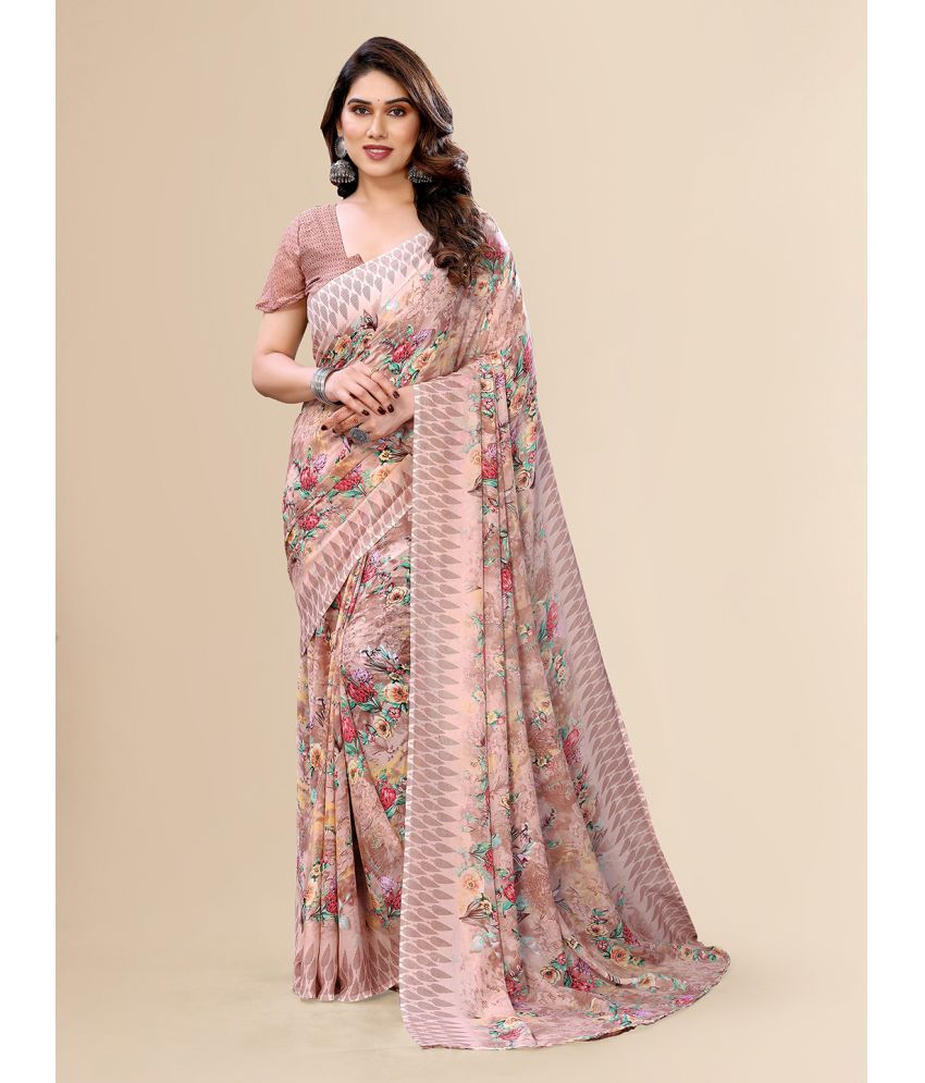     			ANAND SAREES Georgette Printed Saree With Blouse Piece - Peach ( Pack of 1 )