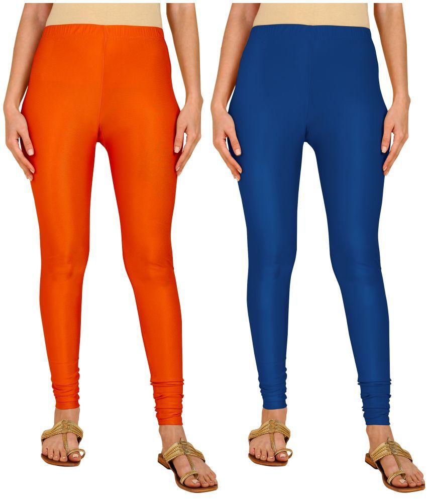     			Colorscube - Navy Blue,Orange Lycra Women's Churidar ( Pack of 2 )