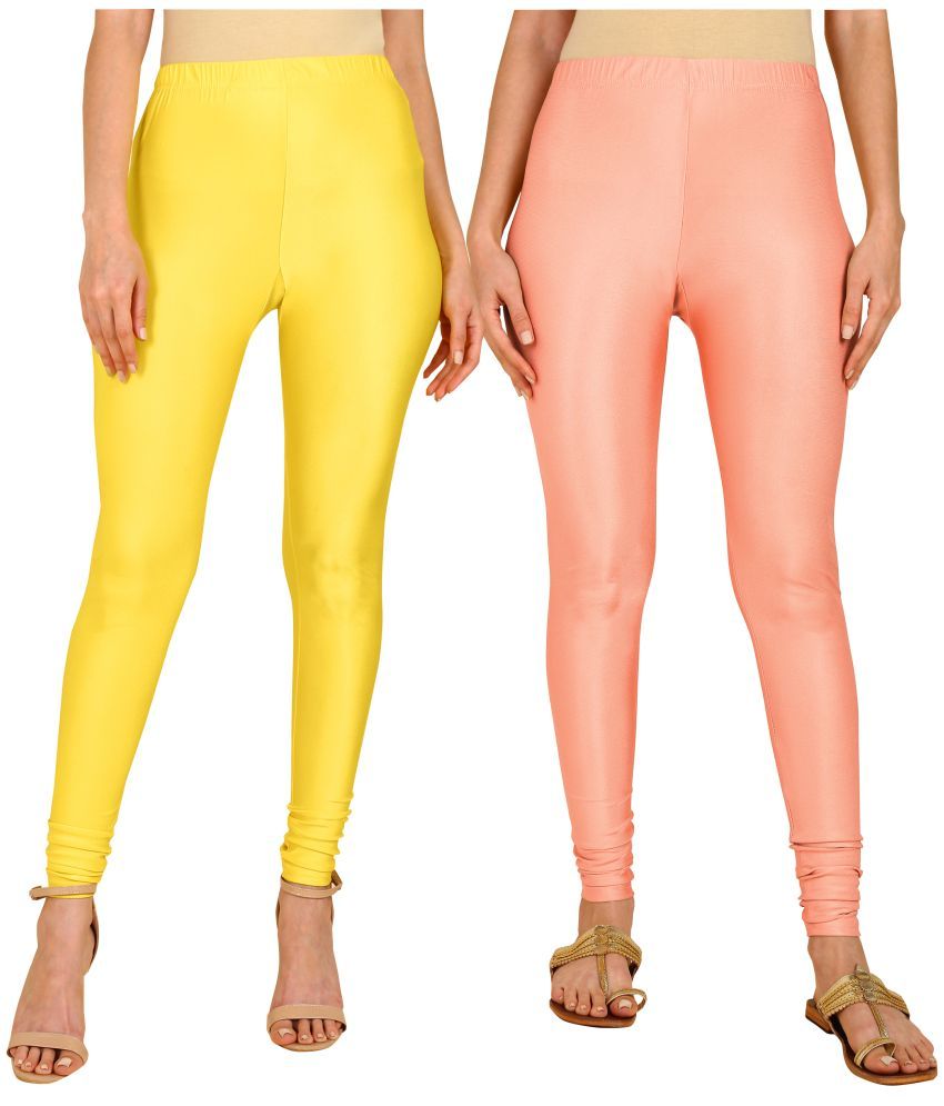     			Colorscube - Peach,Yellow Lycra Women's Churidar ( Pack of 2 )