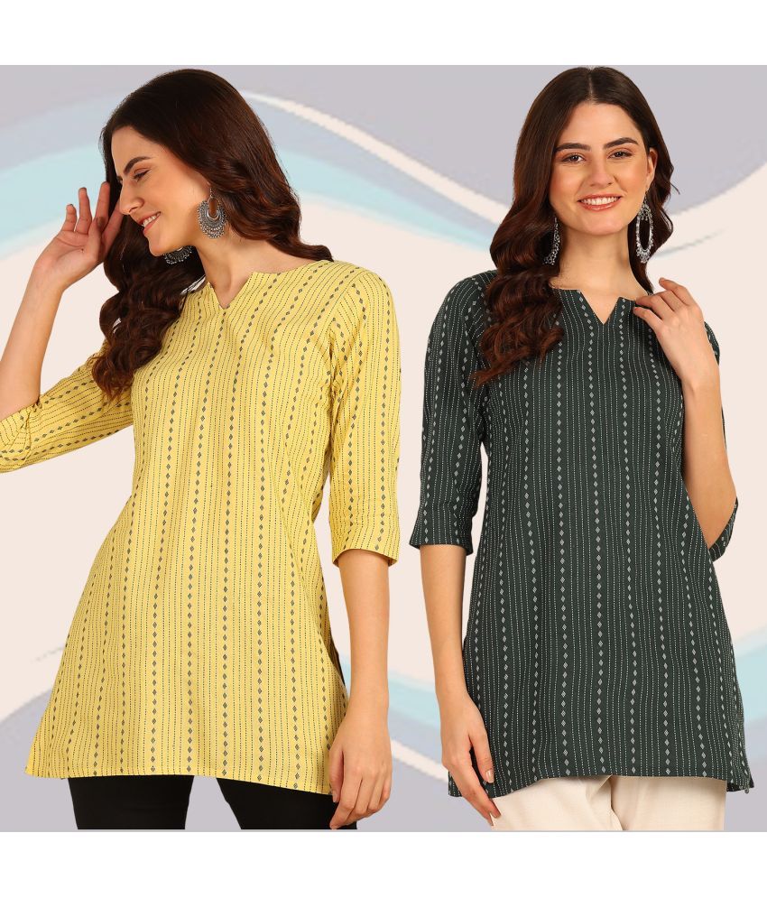     			DSK STUDIO Cotton Striped Straight Women's Kurti - Multicolor ( Pack of 2 )