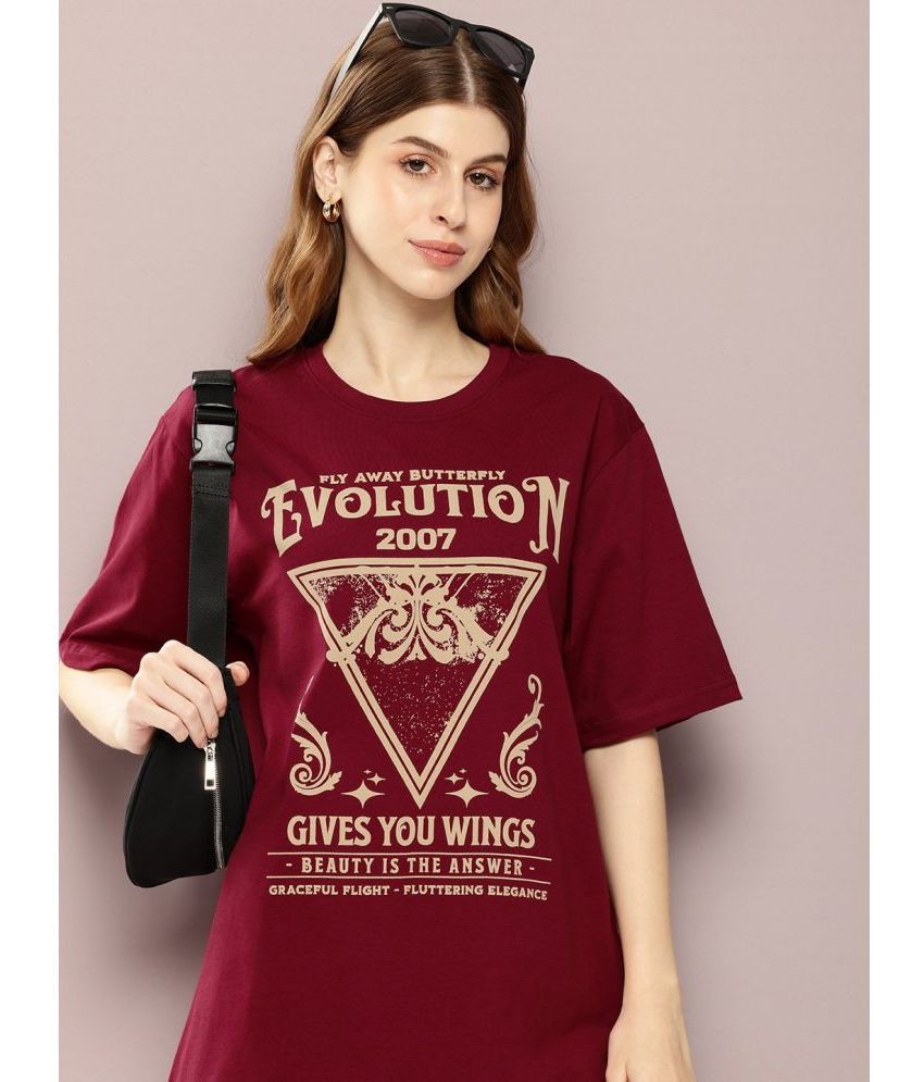     			Dillinger Maroon Cotton Women's T-Shirt ( Pack of 1 )