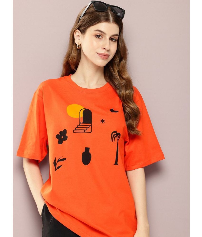     			Dillinger Orange Cotton Women's T-Shirt ( Pack of 1 )