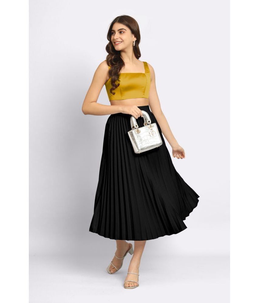     			Femvy Black Polyester Women's Flared Skirt ( Pack of 1 )