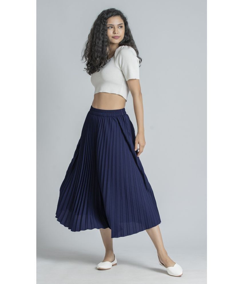     			Femvy Blue Crepe Women's Flared Skirt ( Pack of 1 )