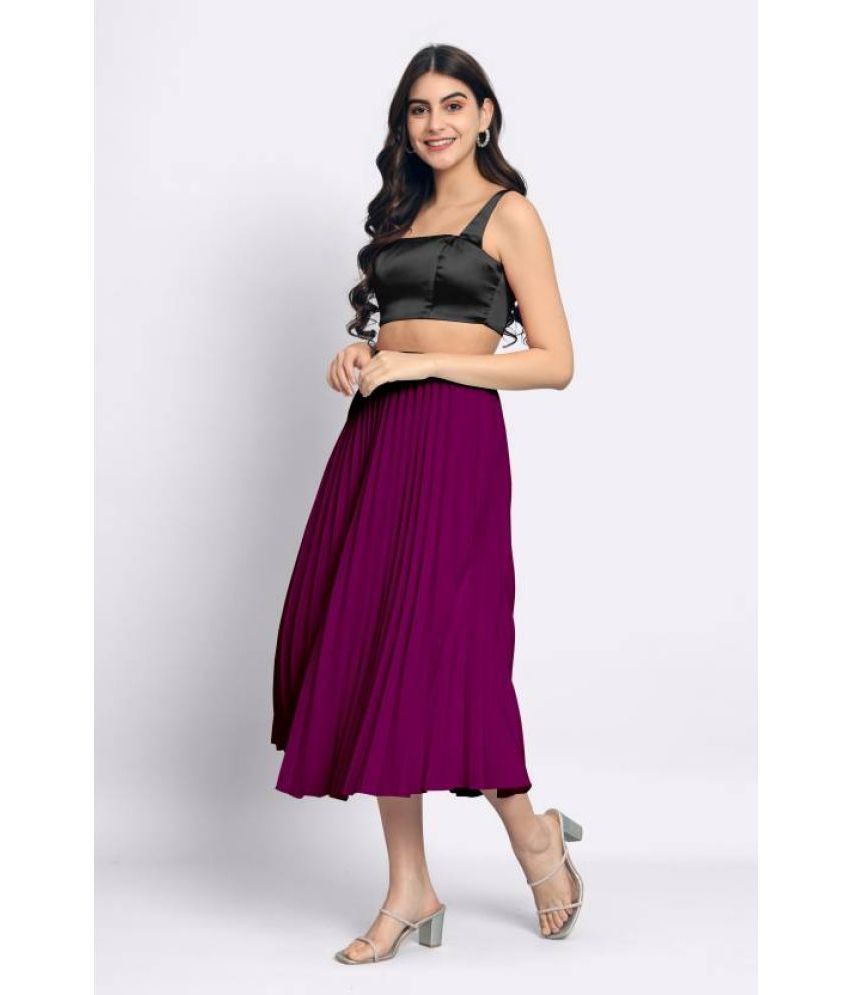     			Femvy Wine Crepe Women's Flared Skirt ( Pack of 1 )