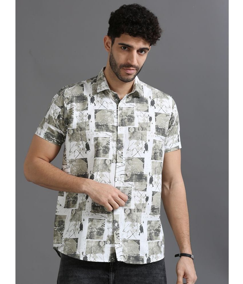     			KIBIT Polyester Regular Fit Printed Half Sleeves Men's Casual Shirt - Olive ( Pack of 1 )