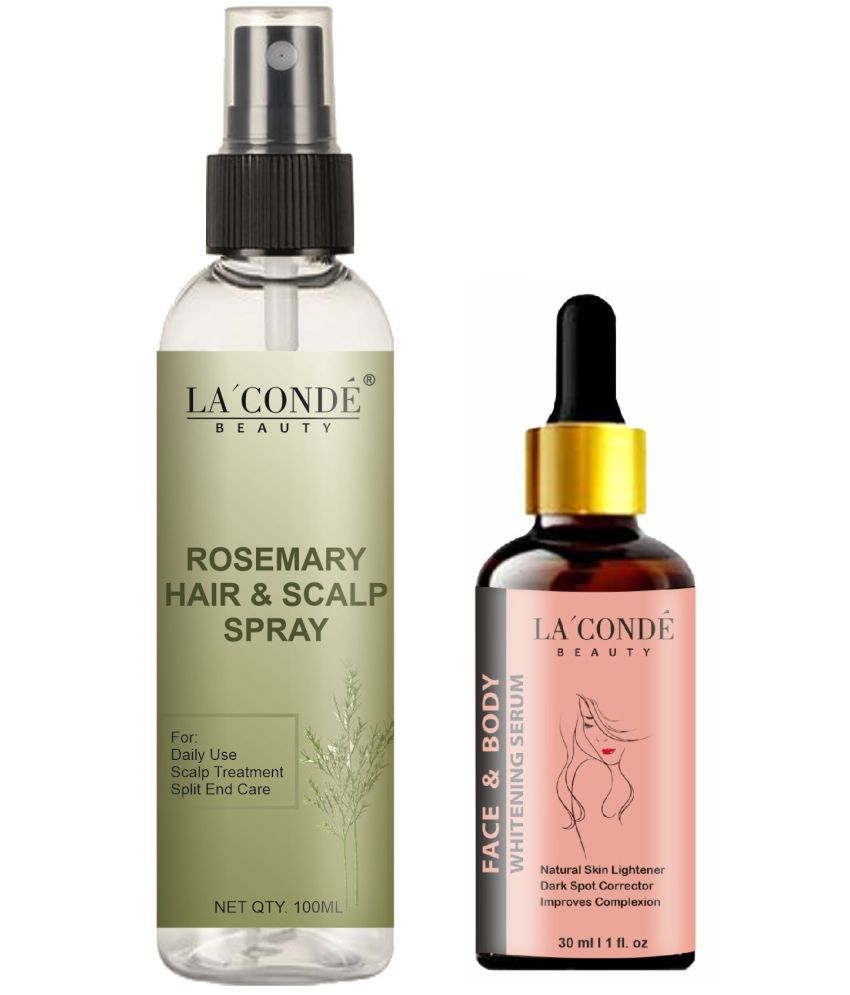     			LaConde Beauty Natural Rosemary Water | Hair Spray For Regrowth 100ml & Face and Body Whitening Serum 30ml Set of 2 Items