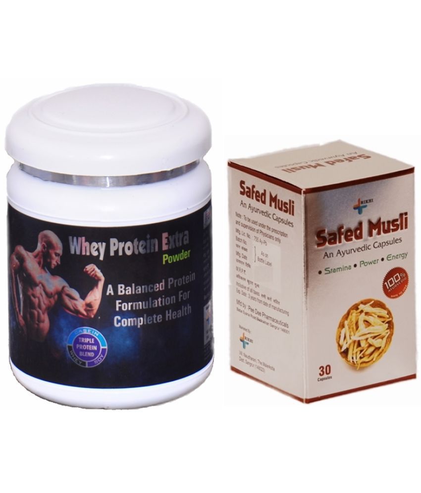     			Shane Rikhi Safed Musli Cap 30no.s & Rikhi Whey Protein Extra Powder 300 gm Chocolate