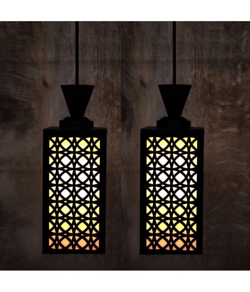     			Somil Wood Hanging Light Pendant Black - Pack of 2