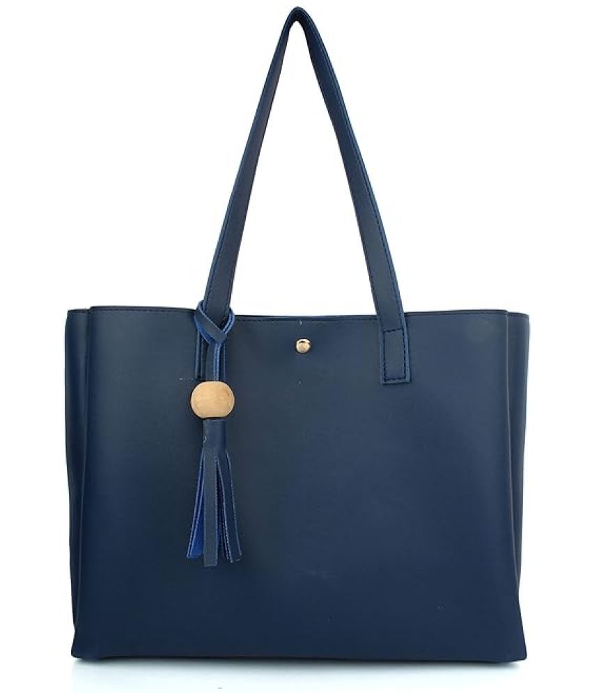     			The Mini NEEDLE Blue PU Tote Bag