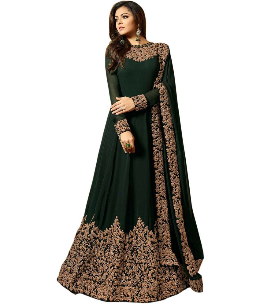     			Trijal Fab Green Anarkali Georgette Women's Stitched Ethnic Gown ( Pack of 1 )