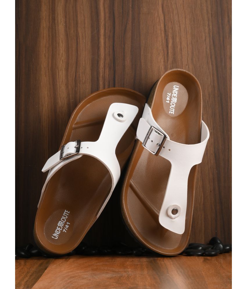     			UNDERROUTE - White Men's Sandals