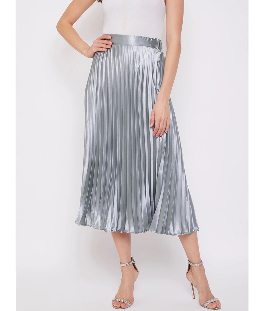     			ZWERLON Silver Satin Women's Flared Skirt ( Pack of 1 )