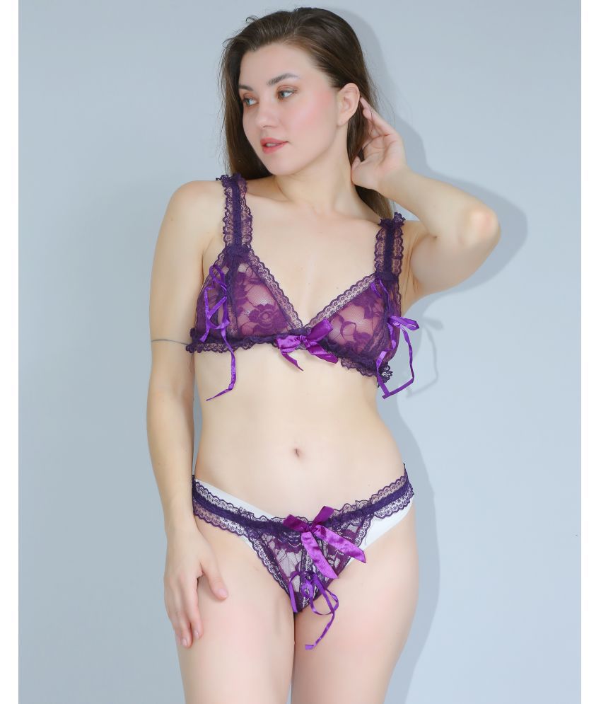     			eorma Purple Babydoll Net/Mesh Women's Bra & Panty Set ( Pack of 1 )