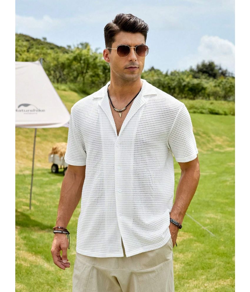     			fashion and youth Cotton Blend Regular Fit Self Design Half Sleeves Men's Casual Shirt - White ( Pack of 1 )