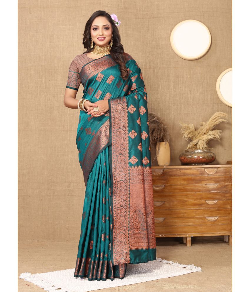     			ofline selection Silk Blend Woven Saree With Blouse Piece - Rama ( Pack of 1 )