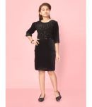 Aarika Velvet Bodycon Dress For Girls ( Pack of 1 , Black )