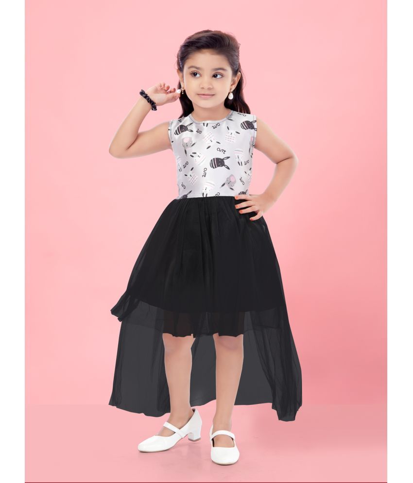     			Aarika Black Nylon Girls Asymmetric Dress ( Pack of 1 )